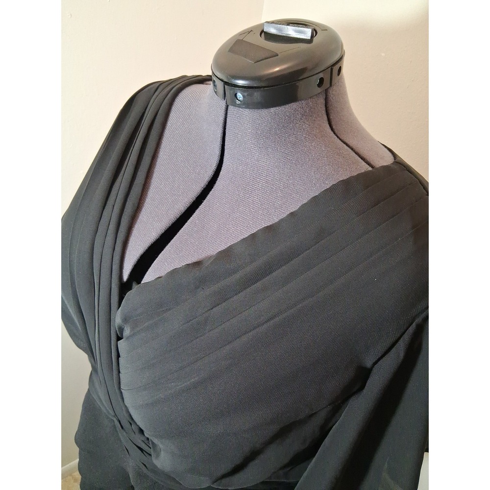 Maggie Barnes Whimsigoth Black Chiffon Tiered Ruffle Cocktail Dress Plus 18W - Picture 4 of 8